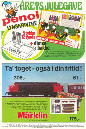 Mrklin 3067 MY, 4045 DSB B-vogn og startst i Anders And & Co. nr. 51, 1975